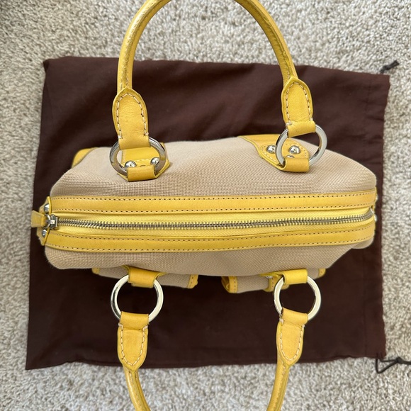 Cream and Yellow Tote with Gold Hardware - Picture 5 of 9